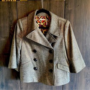 Classiques Enter Women Metallic Silver Gray Double Breasted Blazer Size Small